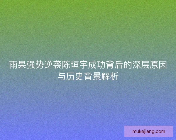 雨果强势逆袭陈垣宇成功背后的深层原因与历史背景解析 雨果强势逆袭陈垣宇成功背后的深层原因与历史背景解析